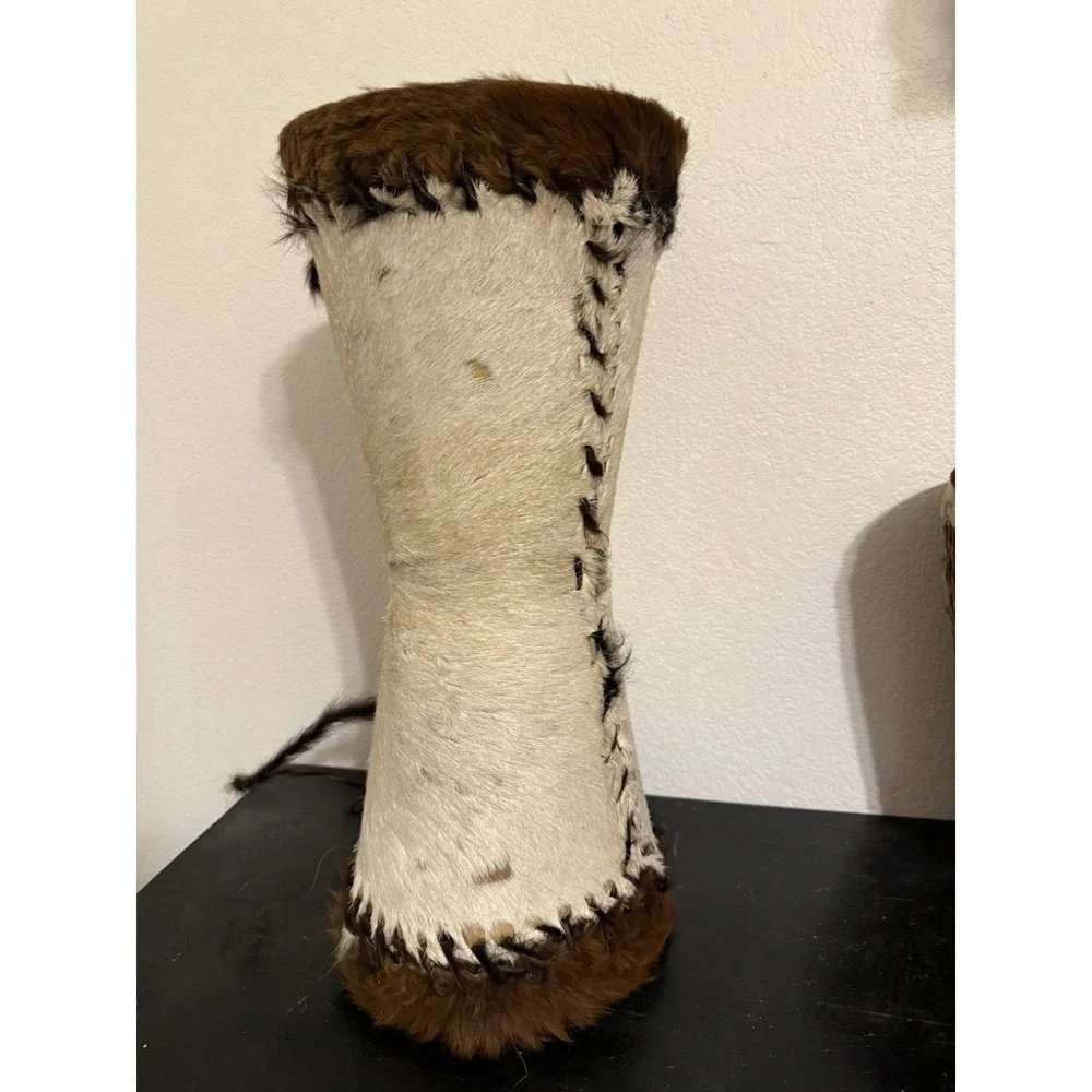 African Dual Ended Congo Hand Drum Goat Fur‎ 21